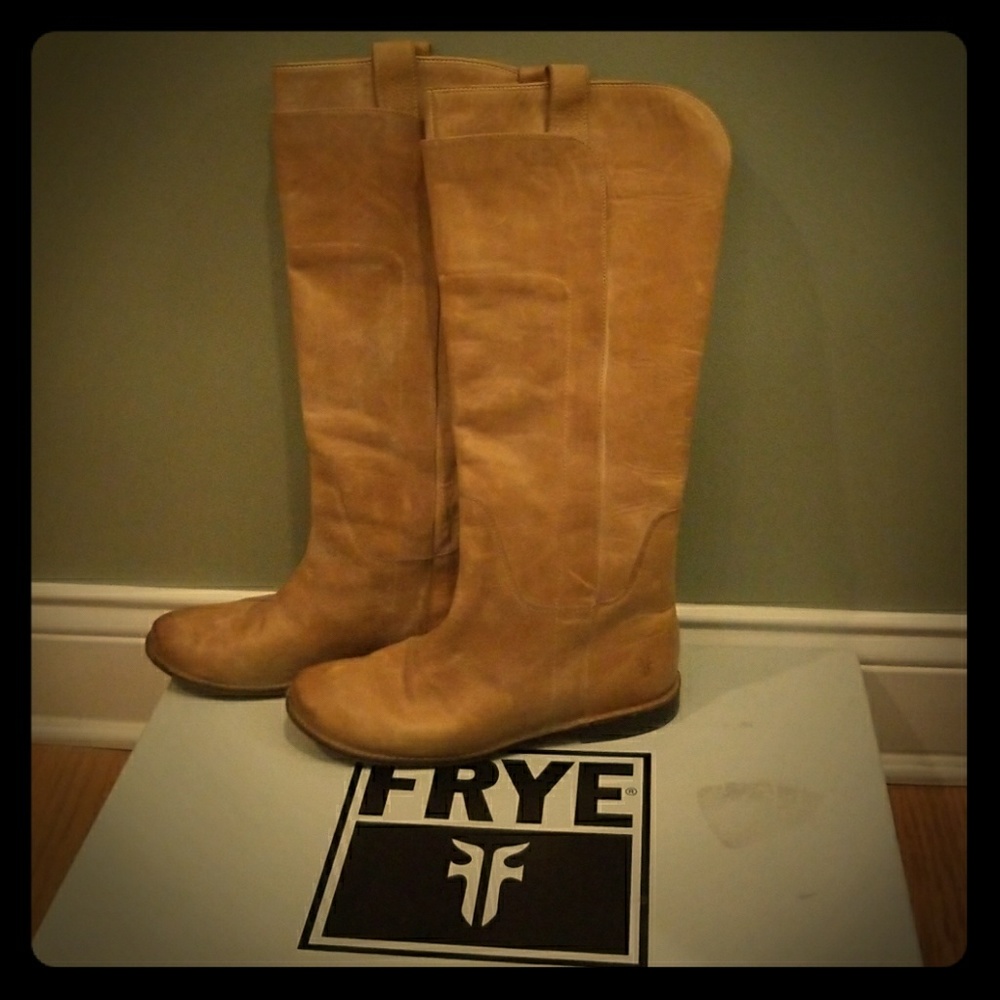 Paige Tall Riding boot, saddle color. Sz 8.5